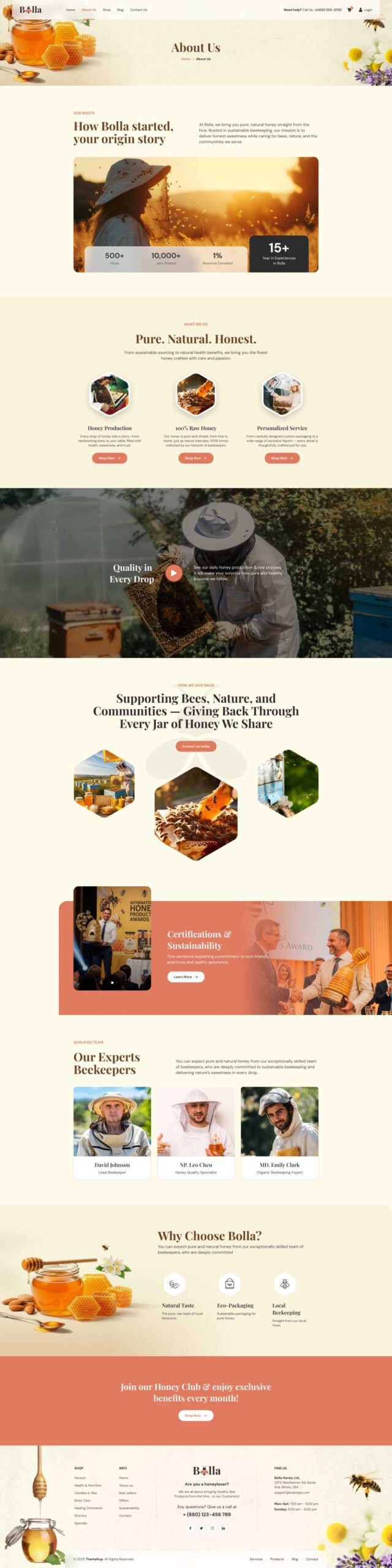 Bolla – Beekeeping and Honey Shop Website